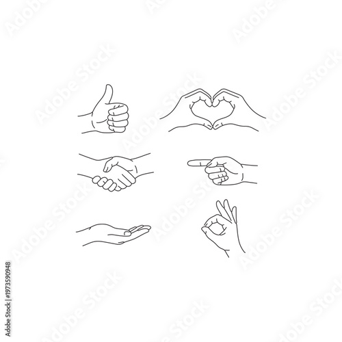 Minimal hand drawn gestures collection,