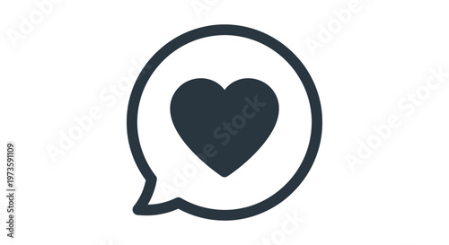 a black heart icon in a speech bubble symbolizing social media likes positive feedback and communication