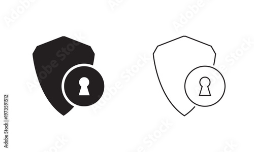 Shield security icons . Collection of shield icons f and data safety in minimalist  style.