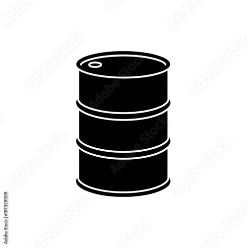 black industrial oil barrel isolated on a white background symbolizing fuel energy and global logistics