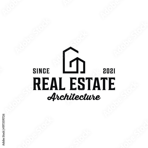 Vintage hipster real estate architecture logo elements silhouette