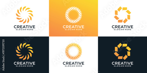 Set of modern creative spiral logo design concept