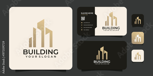 Elegant modern real estate building logo for apartment, residential, property company