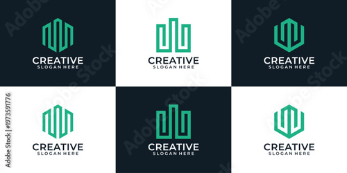 Set of monogram letter w logo vector collection