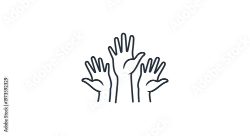 raised hands graphic symbolizing voting participation and community support ideal for teamwork social issues and volunteer concepts.