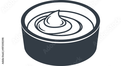 sauce bowl with a creamy swirl a perfect food illustration icon for dipping sauces and culinary ingredients