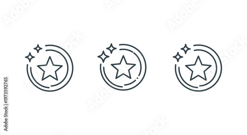 star icon quality rating favorite symbol achievement success three outline graphic elements for modern uiux app and website designs.