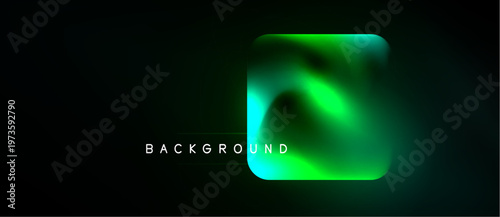 Abstract fluid shape, vibrant green hues, dark background. Modern design element, smooth gradients, dynamic composition. Minimalist aesthetic.