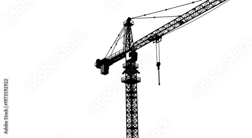 tower crane silhouette a modern construction heavy equipment icon reaching skyward on a building site.