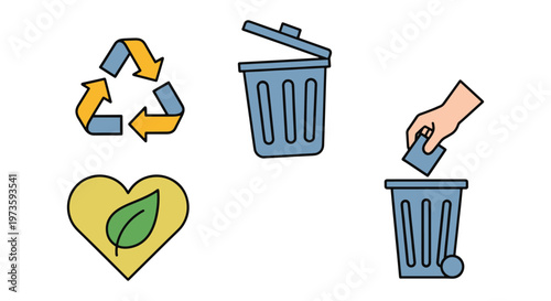Waste management icon Line art clean simple abstract vector