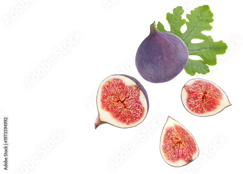 sliced figs fruit isolated on white background. clipping path