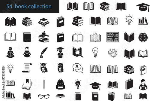 Large collection of pixel art book and education icons