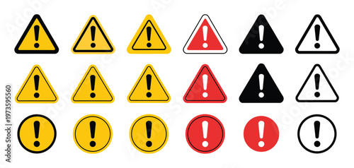 Free Download Warning Caution Sign Icon In Flat Style, Triangle Shape With Exclamation Mark Symbol, Safety Alert And Hazard Notification Icon, Minimal Vector Illustration For Traffic, Industrial, And Public Safety  - GFXLoad