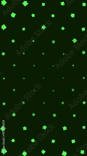 Animated Seamless Pattern Of Green Arrows With Breathing Animation From Center On A Dark Green Background, 9:16 Vertical Video