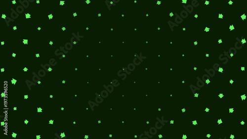 Animated Seamless Pattern Of Green Arrows With Breathing Animation From Center On A Dark Green Background, 4K