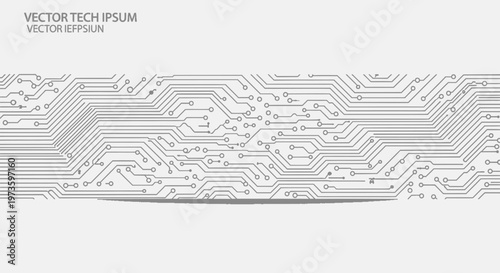 Abstract Circuit Board Pattern with Electronic Lines on Light Grey Studio Background