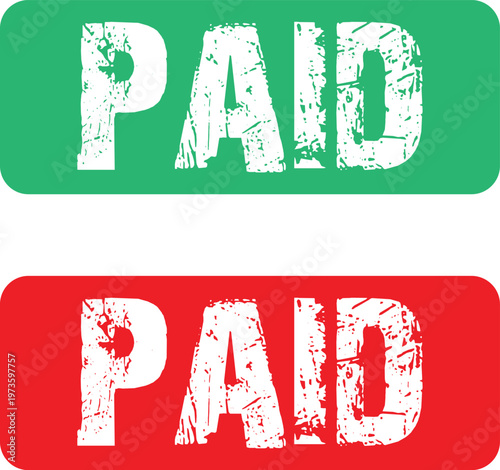 paid red and green square grungy vintage isolated stamp
