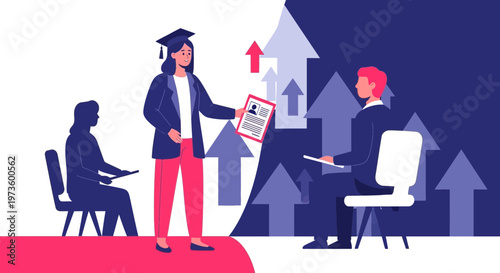 Graduate presenting resume to recruiters for job opportunity and career growth