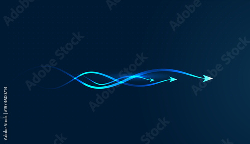 The Glowing blue arrow lines surge forward, representing an upward trend in the modern digital finance landscape vector design.