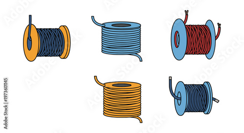 Wire Coil Line art vector set creative abstract illustration