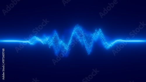Bild auf Leinwand Audio blue waveform digital particle wave background