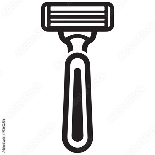 Minimalist Black and White Icon of a Modern Shaving Razor