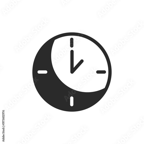 Sleep cycle icon with clock and day night concept in minimal style. Represents circadian rhythm, insomnia, sleep disturbance, sleep disorder, bedtime routine, biological clock and rest balance. Suitab