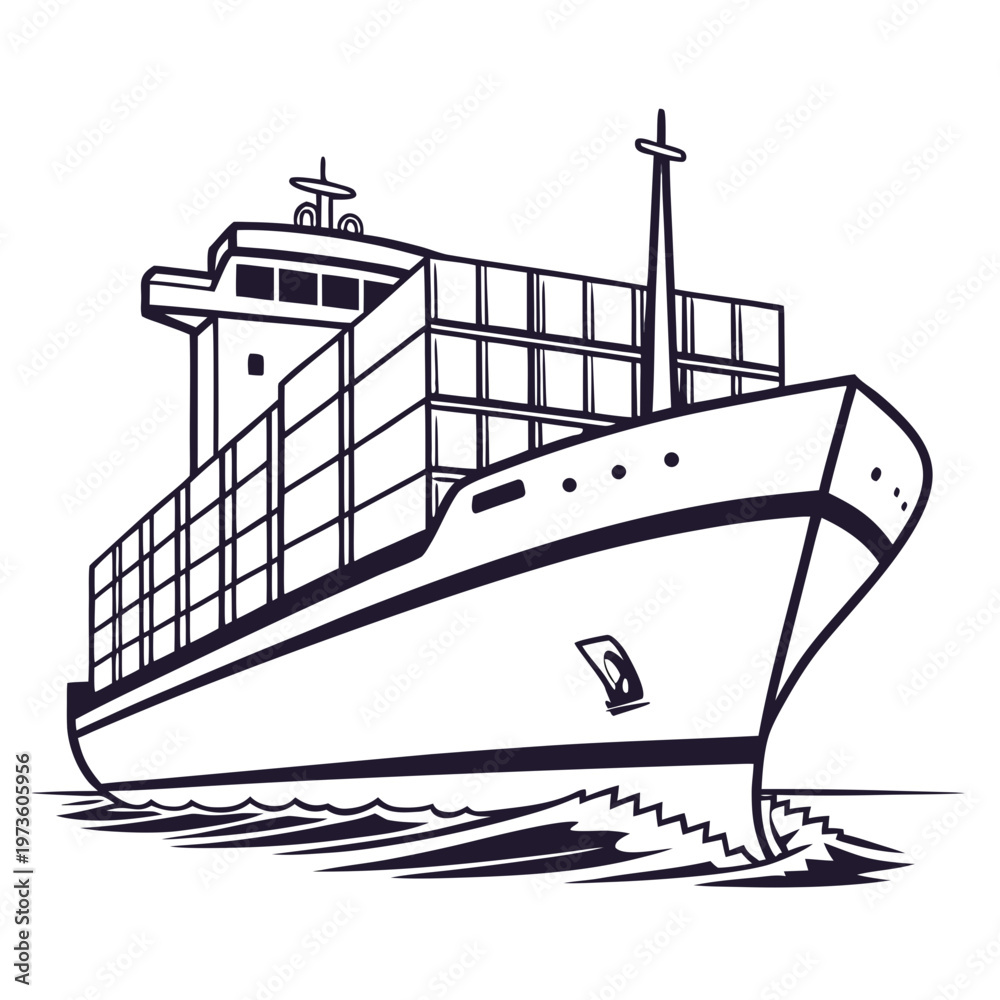 Obraz premium Container ship sailing on water cargo ship boat vessel transportation