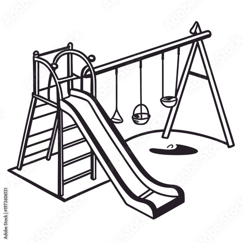 Playground with slide and swings kids outdoor