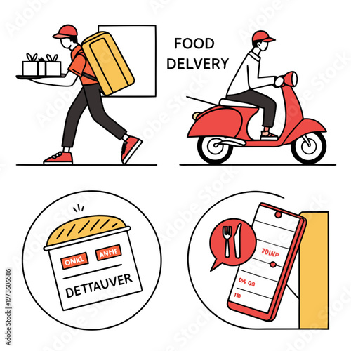 Modern food delivery restaurant takeout bike scooter