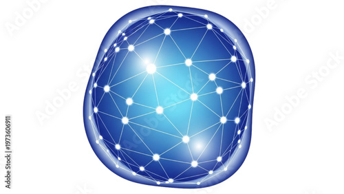Abstract blue sphere showcasing digital network connections, global data flow, and modern technological advancement