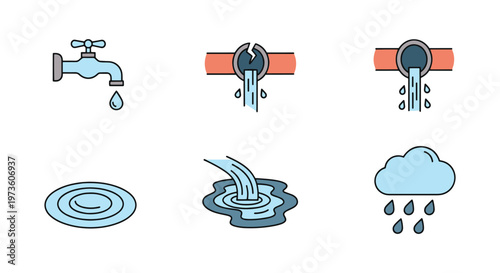 Water Leak Line art vector modern minimal shapes