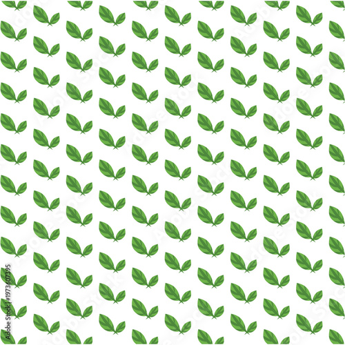 Green leaves seamless pattern. Vector ecological nature background, organic foliage repeating wallpaper, herbal tea or cosmetic textile print.