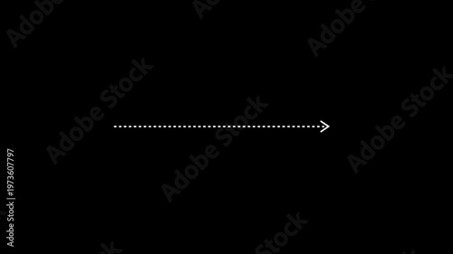4k Long dotted line arrow animation to indicate an object. dot arrow icon right direction.