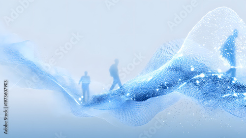 Abstract Data Stream Path with Business Figures, Digital Transformation and Innovation Journey Concept with Copy Space