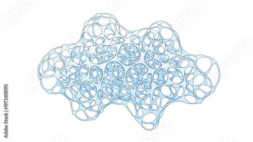 Abstract organic cellular structure illustration with interconnected geometric shapes