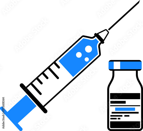 Plastic Medical Syringe and Vial Icon