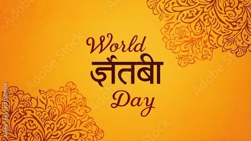 World Heritage Day Greeting Card with Traditional Indian Floral Ornament Pattern