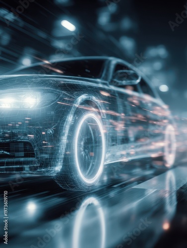 Wallpaper Mural autonomous vehicle ai system with a blured technology background Torontodigital.ca