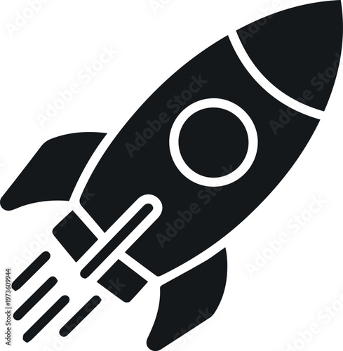 Rocket launch icon for space exploration and mission