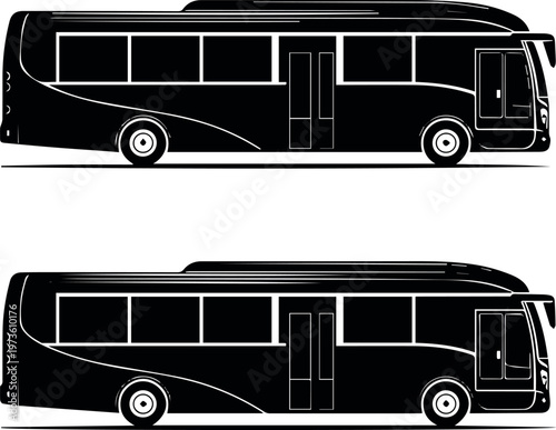 Side view city transit bus silhouette