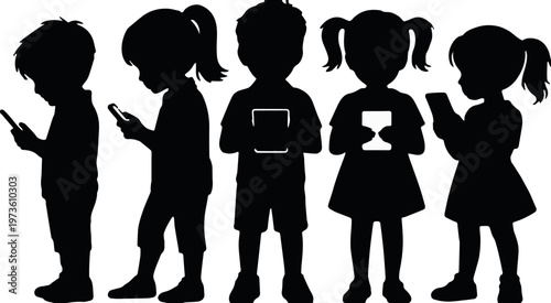 Children using devices for messaging and communication