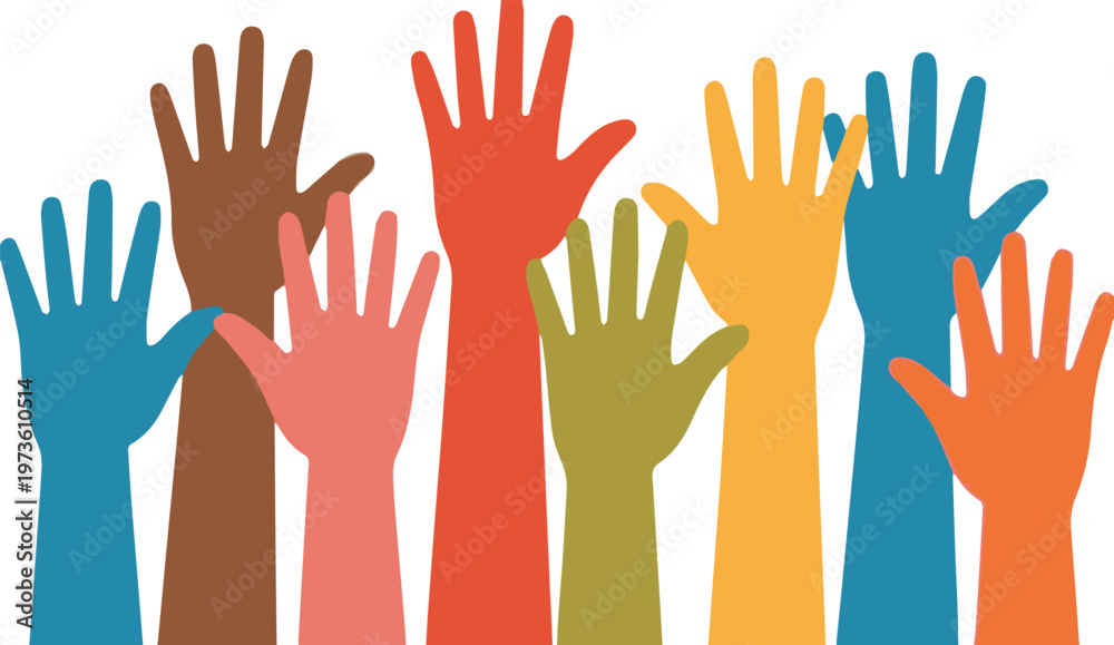 Fototapeta premium Hands raised for fundraising campaign