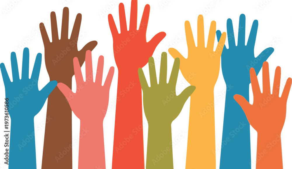 Fototapeta premium Hands raised for voter turnout