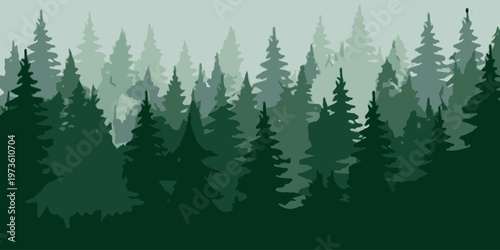 Forest silhouette scene for logo and branding