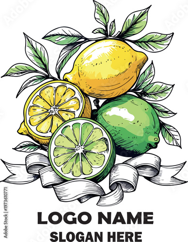 lemon and lime slices vector illustration