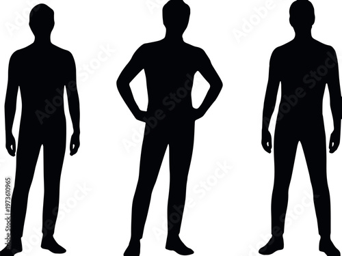 Model pose silhouettes three body stances for fashion