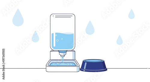 Automatic Pet Water Dispenser Filling Bowl with Water Drops Falling