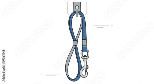 Blue Dog Leash Hanging on Hook, Pet Walking Accessory, Ready for Outdoor Adventure