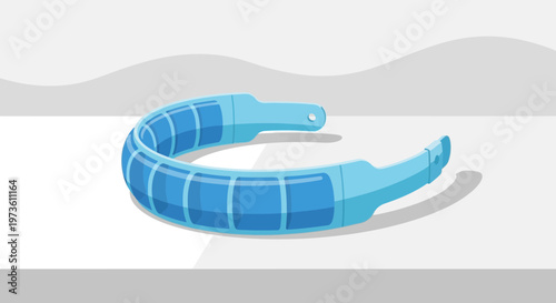 Blue Flexible Headband with Grid Pattern, Ergonomic Design, Isolated on White Background